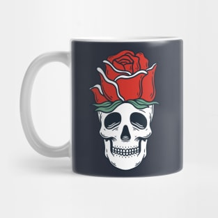 Sketelon Head with Rose Mug